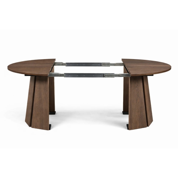Ardeno - okrągły rozkładany stół orzechowy do jadalni prowadnice