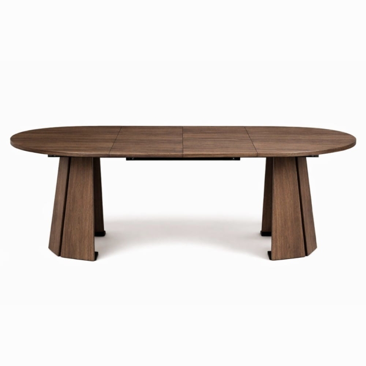 Ardeno - okrągły rozkładany stół orzechowy do jadalni rozłożony