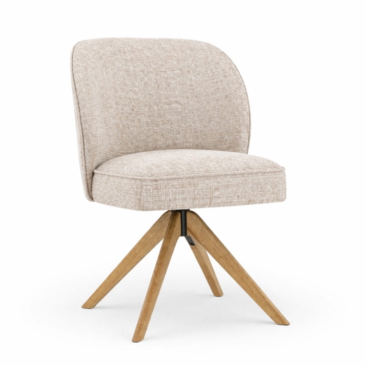 Krzesło obrotowe tapicerowane do dużej jadalni Aine Supreme Wood na dębowej nodze autoreturn