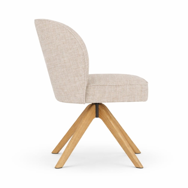 Krzesło obrotowe tapicerowane do dużej jadalni Aine Supreme Wood na dębowej nodze autoreturn bok