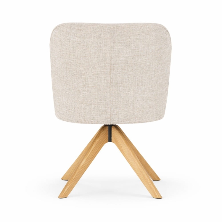 Krzesło obrotowe tapicerowane do dużej jadalni Aine Supreme Wood na dębowej nodze autoreturn tył