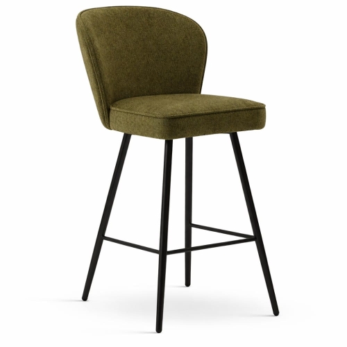 Aine - tapicerowany hoker na czarnych  nogach zielona tkanina