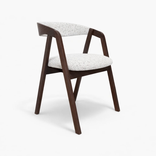 Drewniane krzesło z tapicerowanym siedziskiem i oparciem Mila wybarwienie orzech