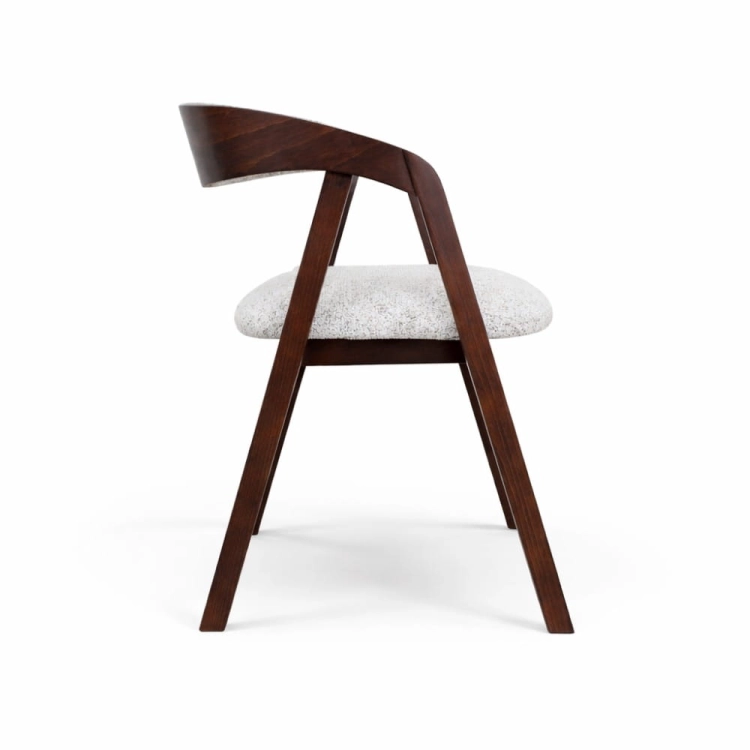 Drewniane krzesło z tapicerowanym siedziskiem i oparciem Mila wybarwienie orzech - bok