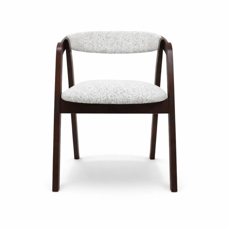 Drewniane krzesło z tapicerowanym siedziskiem i oparciem Mila wybarwienie orzech - front