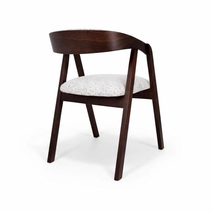 Drewniane krzesło z tapicerowanym siedziskiem i oparciem Mila wybarwienie orzech - tył