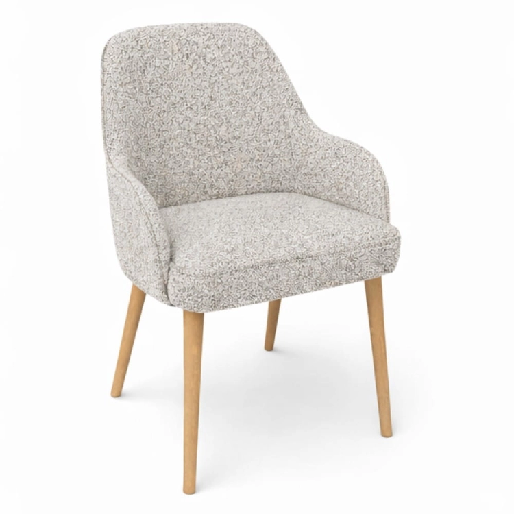 Wygodne krzesło tapicerowane z podłokietnikami Aura do jadalni bukowe nogi