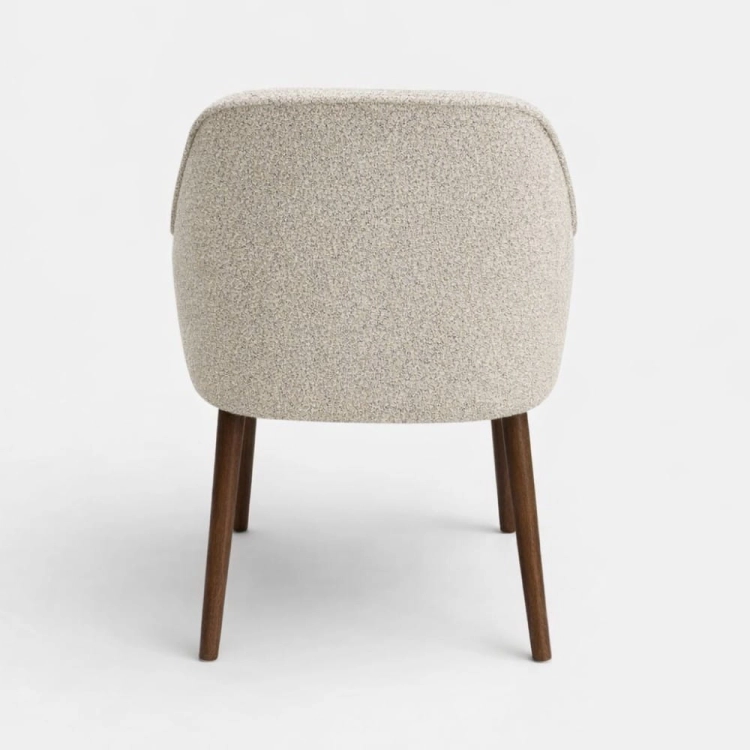 Wygodne krzesło tapicerowane z podłokietnikami Aura do jadalni orzechowe nogi tył