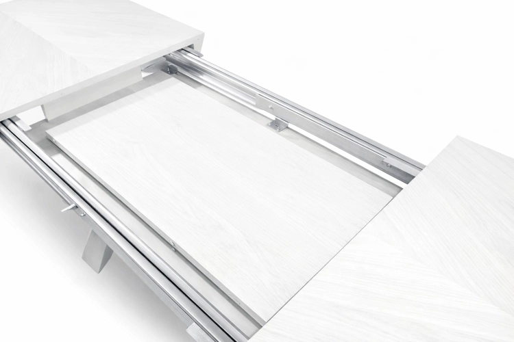 Stół dębowy do jadalni Milano biały dla 16 osób wkłądki chowane pod blatem