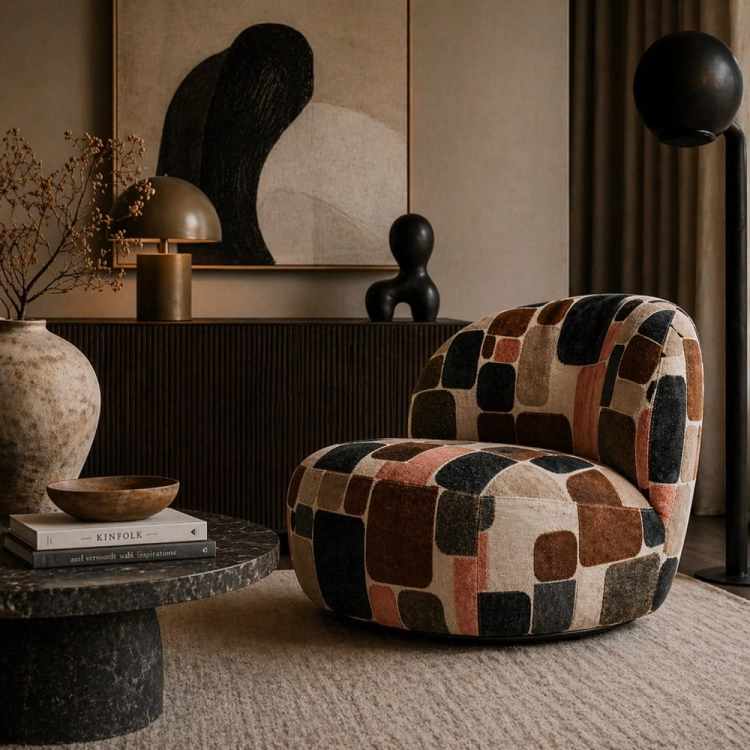 Fotel Namos Mosaic aranżacja salon modern classic