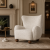 [SORA] - fotel tapicerowany boucle jasny beż nogi dąb naturalny aranżacja naturalnego salonu