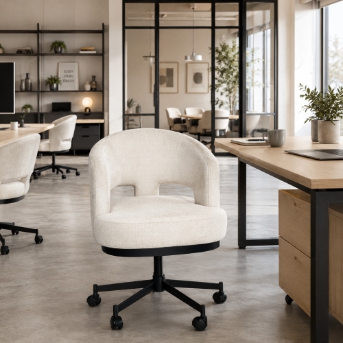 Fotel na kółkach Tessa w aranżacji nowoczesnej przestrzeni coworkingowej nowe-meble.pl