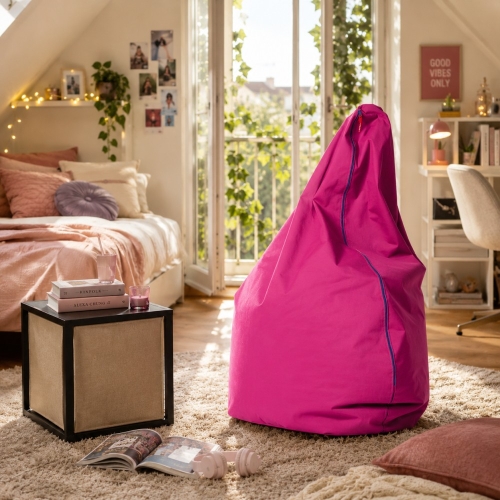 PINK XXL - puf worek różowy aranżacja lifestyle z balkonem nowe-meble.pl Częstochowa