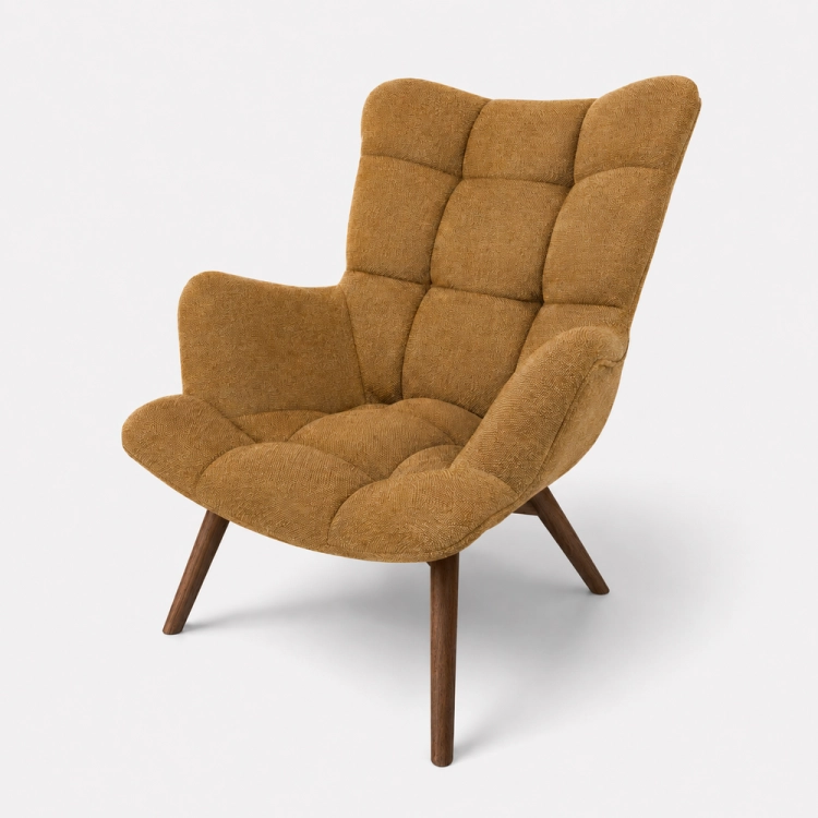 COSY - fotel do salonu w tkaninie MALOY nogi orzech