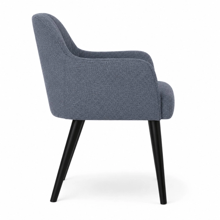 Krzesło TULIP SUPREME tapicerowane tkaniną VINCI denim – widok z boku