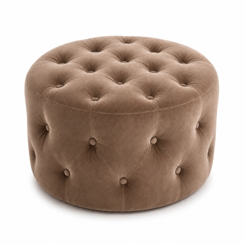 Pufa okrągła GLAM pikowana Bluvel 40 taupe