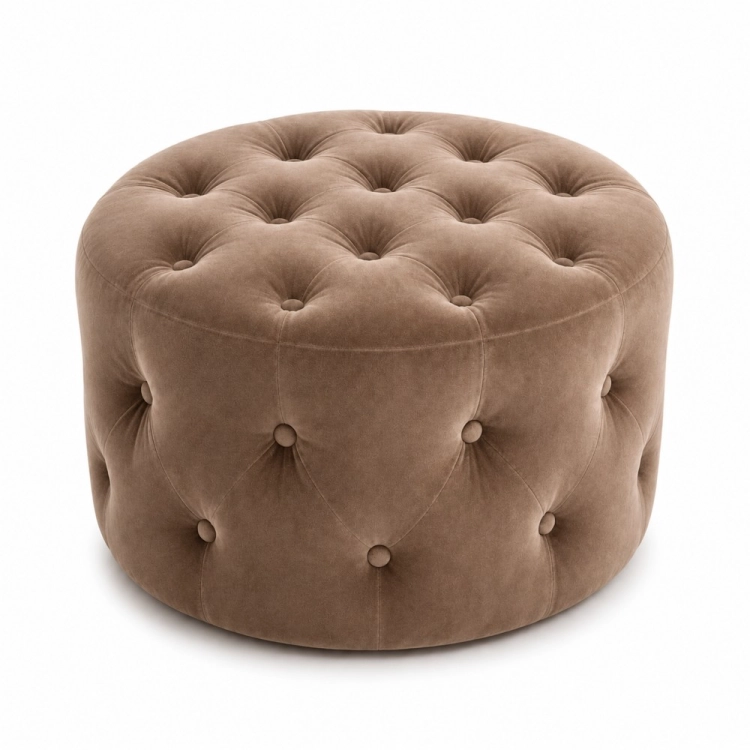 Pufa okrągła GLAM pikowana Bluvel 40 taupe