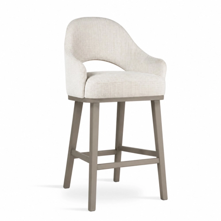 GODA PRO SUPREME - ekskluzywny hoker do wyspy 100cm tapicerowany drewniane nogi taupe nowe-meble.pl
