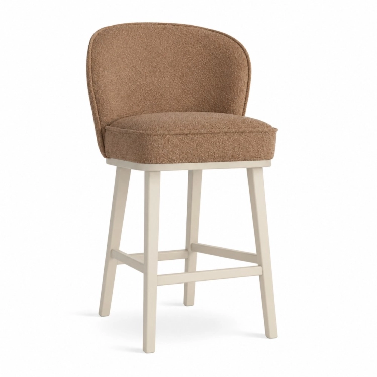 AINE PRO SUPREME - elegancki tapicerowany hoker na drewnianych nogach nogi taupe