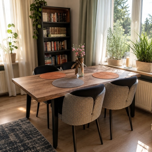 SIMPLE - rozkładany stół na stalowych nogach aranżacja