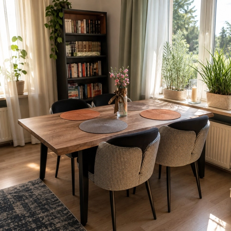 SIMPLE - rozkładany stół na stalowych nogach aranżacja
