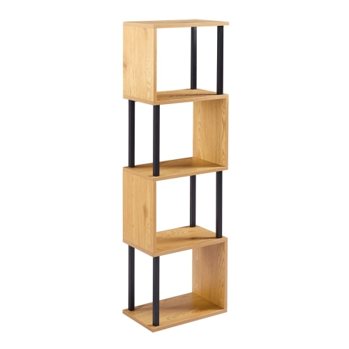 Regał CUBO 124,5 cm dąb naturalny czarny metal widok z boku