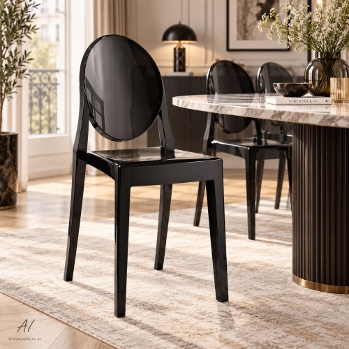 CRISTAL Black krzesło sztaplowane do jadalni i restauracji
