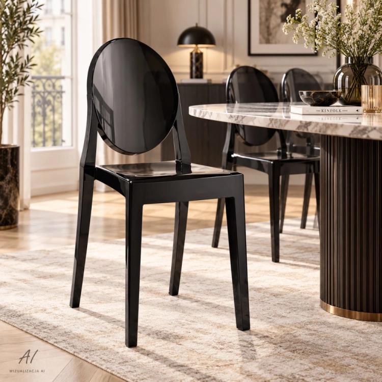 CRISTAL Black krzesło sztaplowane do jadalni i restauracji