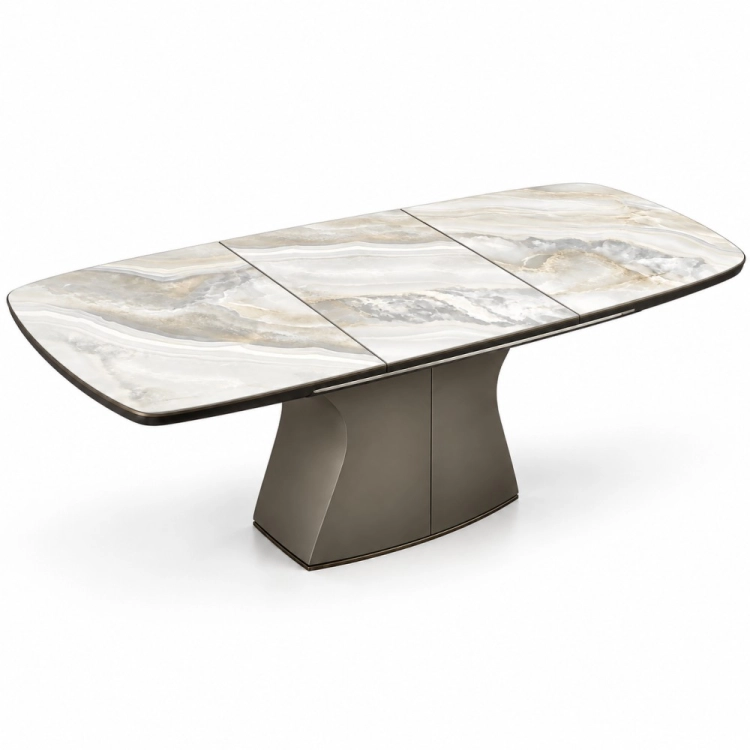 Stół TIVOLI 170 × 95 cm ze spiekiem kwarcowym poler - rozłożony nowe-meble.pl