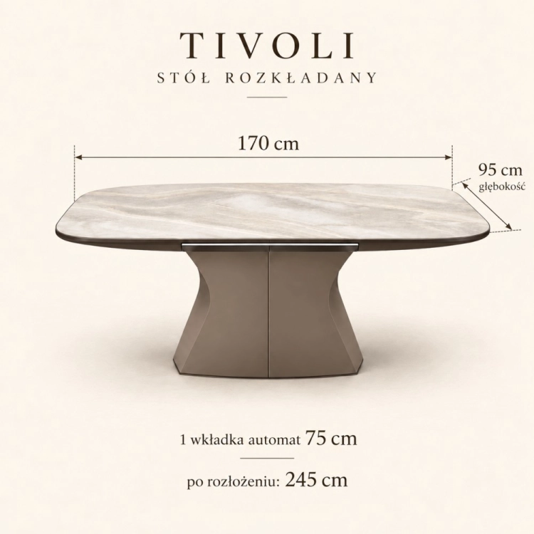 Stół TIVOLI – szkic z wymiarami nowe-meble.pl