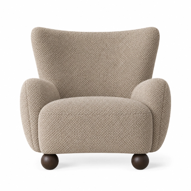 Fotel SORA w tkaninie HOLMS 38 – struktura tapicerki taupe
