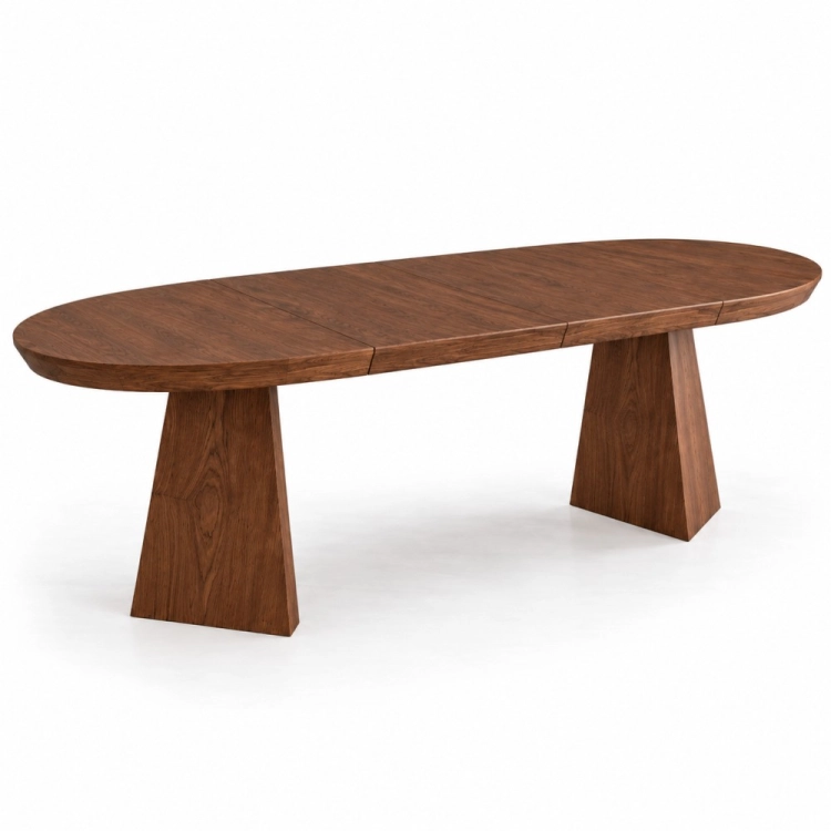 Stół LAUREL ORZECH 110 cm okrągły na geometrycznej podstawie – nowe-meble.pl