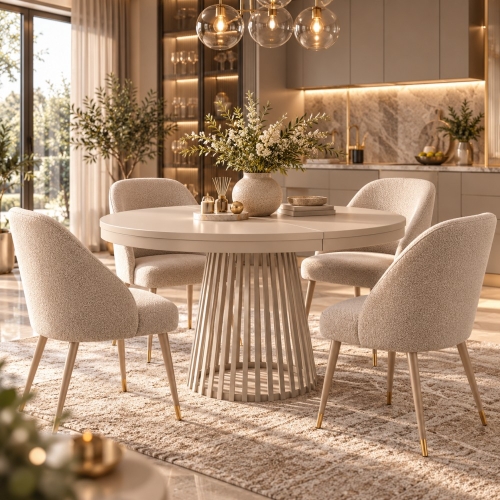 Stół LIVIA kaszmir 100–300 cm aranżacja premium – nowe-meble.pl