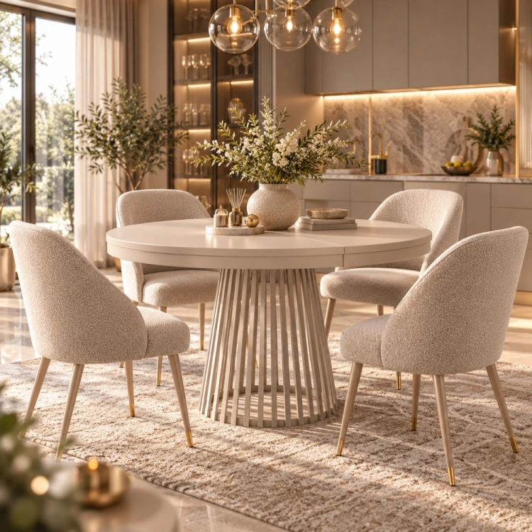 Stół LIVIA kaszmir 100–300 cm aranżacja premium – nowe-meble.pl