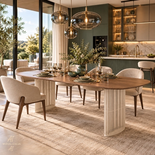Stół RIVOLI orzech kaszmir w jadalni Modern Classic – nowe-meble.pl