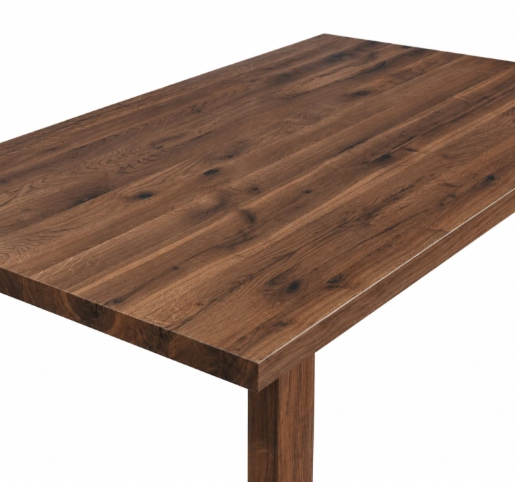 Stół LEONA blat 4 cm z litych desek dębowych orzech – nowe-meble.pl