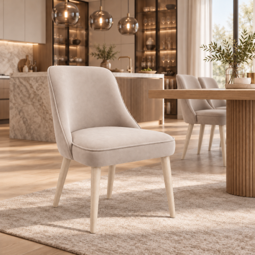 Krzesło CALMO WOOD MATT VELVET 06 bielone nogi w jadalni nowe-meble.pl