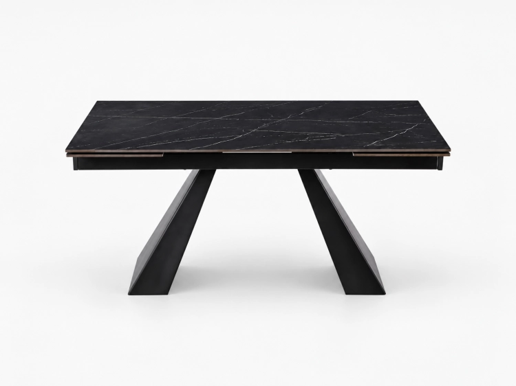 Stół MONTARO BLACK 160 × 90 cm czarny spiek marmurowy i metalowe nogi – nowe-meble.pl