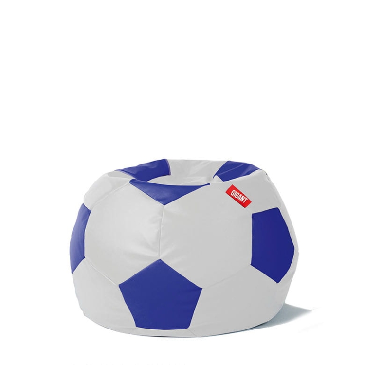 Pufa piłka 250 L skóra ekologiczna kolor biało-niebieski nowe-meble.pl Łódź