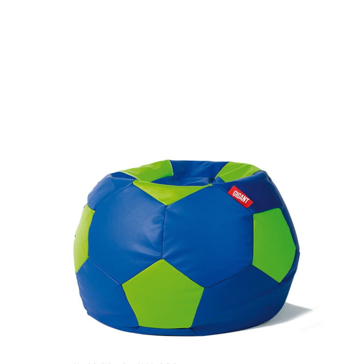 Pufa piłka 250 L skóra ekologiczna kolor niebiesko-limonkowy nowe-meble.pl Łódź