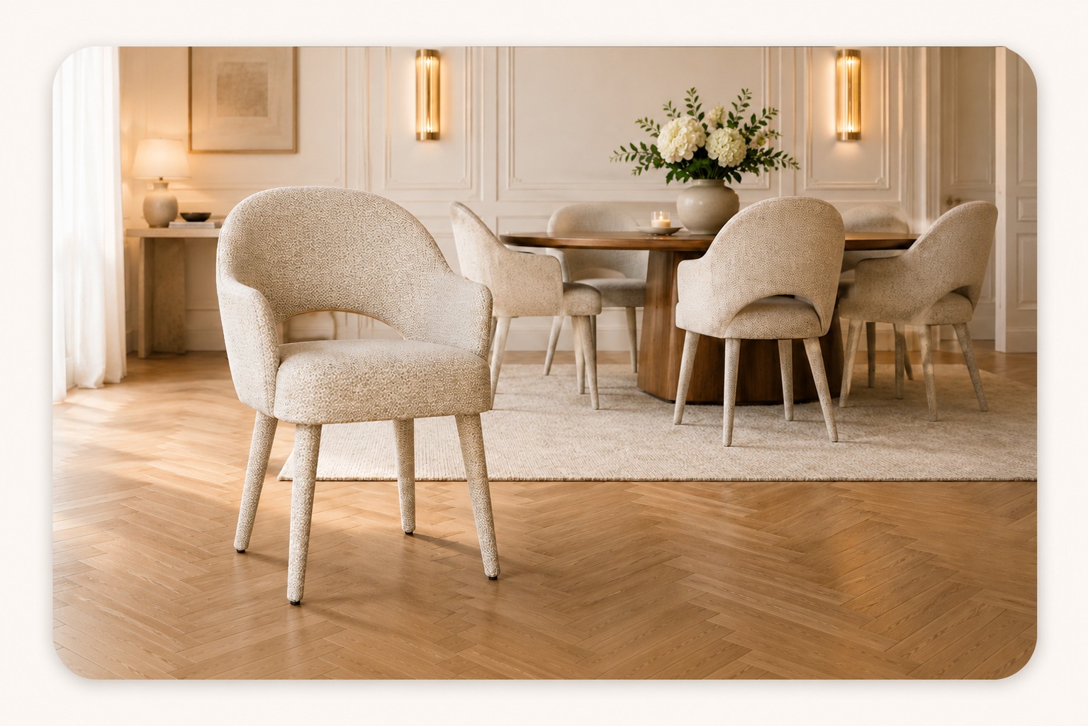krzesła z tapicerowanymi nogami w eleganckiej jadalni premium