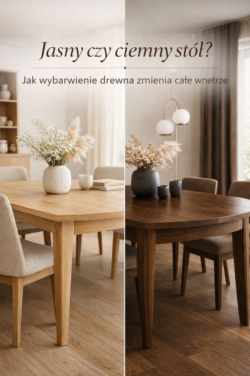 Jasny czy ciemny stół? Jak wybarwienie drewna zmienia całe wnętrze